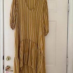 Faithfull the Brand mustard and white striped maxi dress size 2 preloved #218